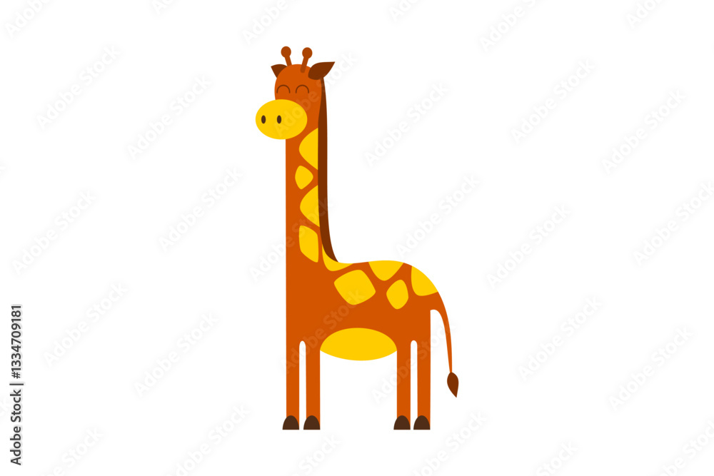 Naklejka premium Cute giraffe vector illustration. Safari animal digital art for kids, educational posters, and nursery prints