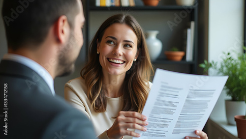 Smiling Mature HR Manager Guiding Job Interviews: Professional Insights & Dynamic Engagement in Corporate Settings - Building Trust in Recruitment & Advisory Contexts
