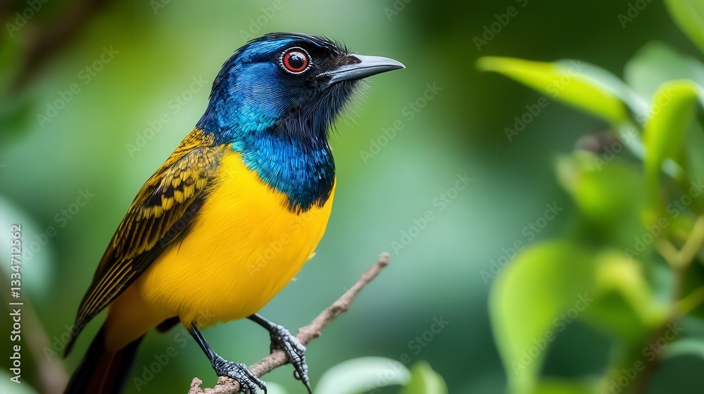 Obraz premium close up of bird is sitting on the bench in the nature, bird in the nature