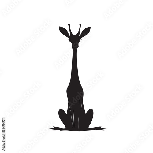 image of an animal with a long neck, giraffe, vector, logo, black and white graphics
