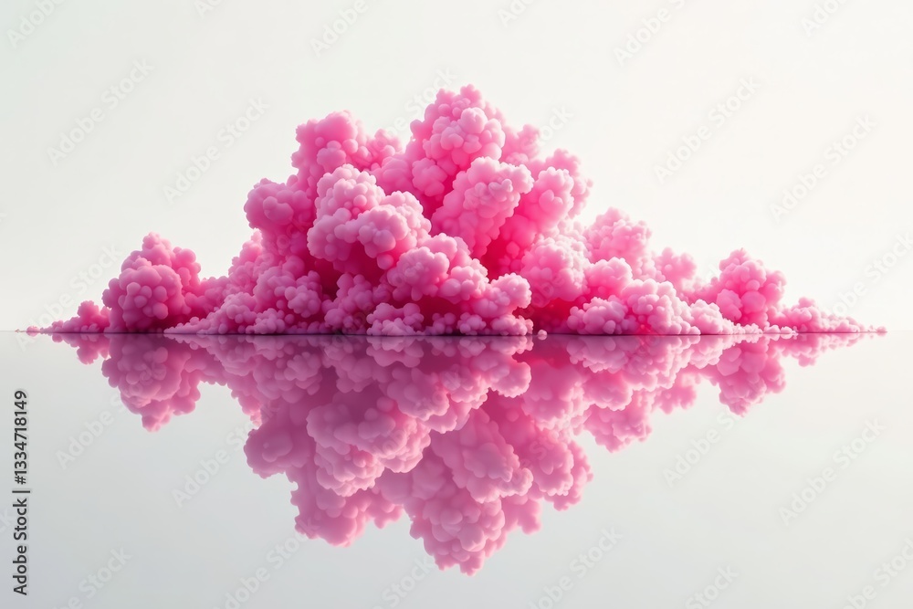Fototapeta premium Artistic pink cloud explosion with mirror symmetry on blank canvas, creative, explosion