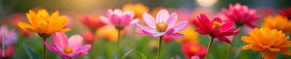 Close-up of blooming flowers in vibrant colors in springtime garden, nature, blossoms, fresh Close-up of blooming flowers in vibrant colors in springtime garden, nature, blossoms, fresh