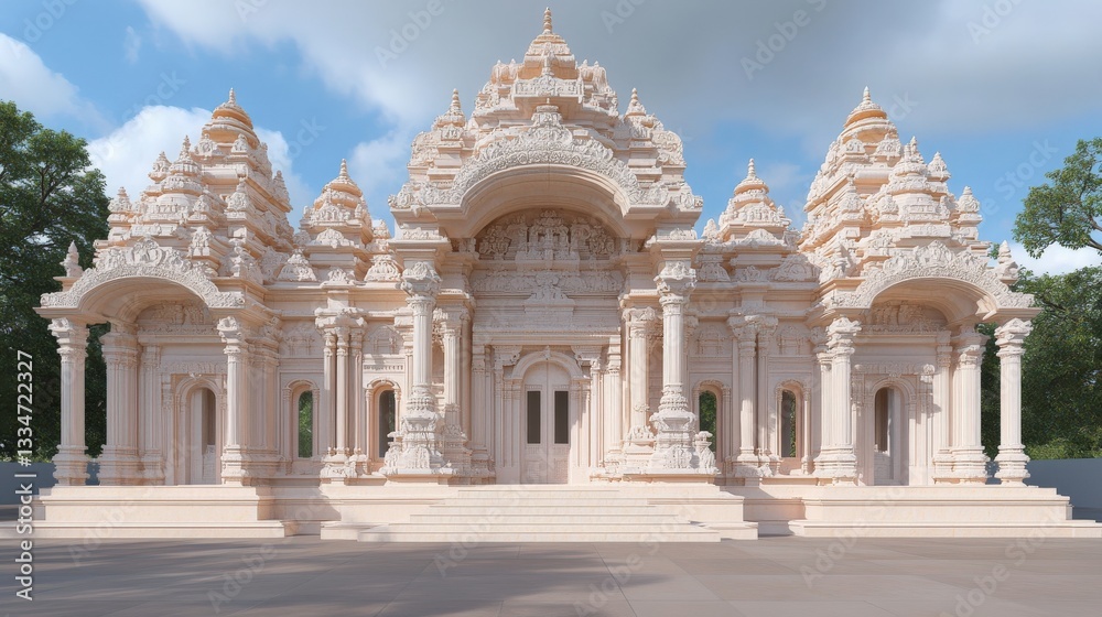 Obraz premium Beautiful Traditional Temple Architecture with Intricate Designs and Majestic Surroundings