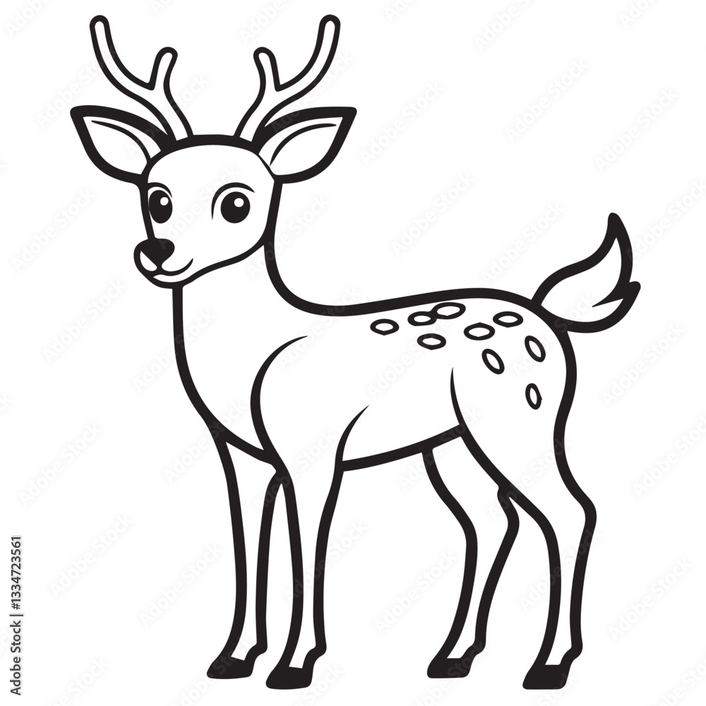 Obraz premium Cute Deer Coloring Page For Kids