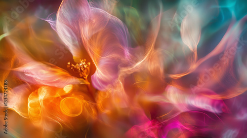 Surreal Abstract Nature Scene: Composition of Lights, Colors and Textures that Create a Mystical and Dreamy Environment for Use in Artistic and Environmental Projects – Generative AI