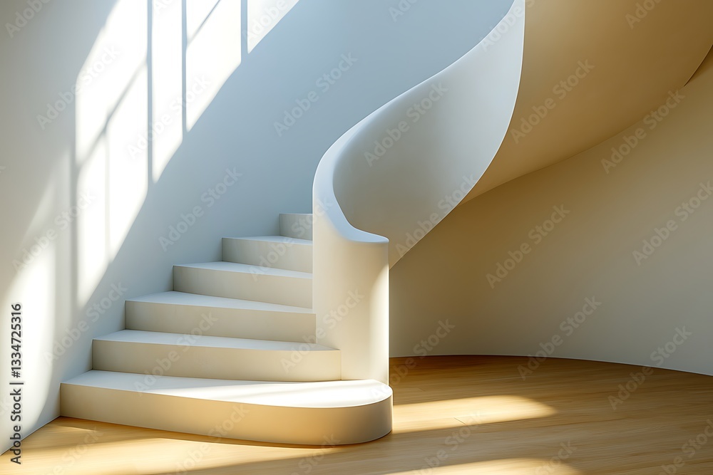 Naklejka premium Stunning Spiral Staircase Design in Modern Home