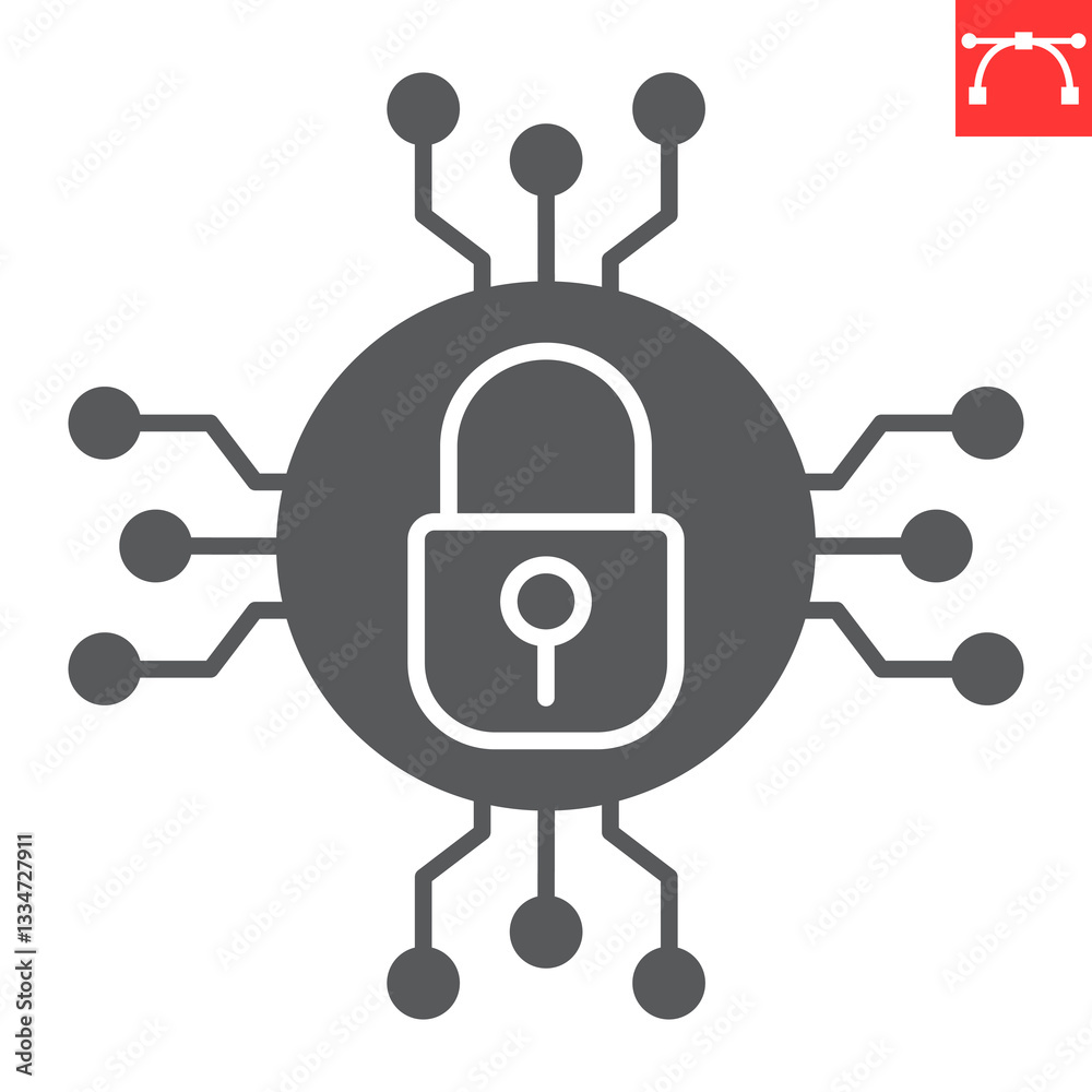 Digital padlock glyph icon, security and protection, encryption vector icon, vector graphics, editable stroke solid sign, eps 10. Digital padlock glyph icon, security and protection, encryption vector icon, vector graphics, editable stroke solid sign, eps 10.