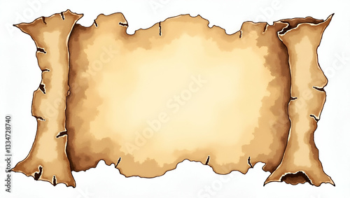 Colorful Watercolor Pirate Map Clipart Isolated for Young Explorers and Treasure Hunters - Perfect for Adventure-Themed Designs with Empty Space on the Left Side for Customization