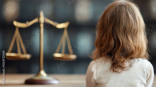 Emotional Turmoil of Divorce, a conceptual representation of a child's distress during court proceedings, highlighting the importance of child advocacy and custody rights.