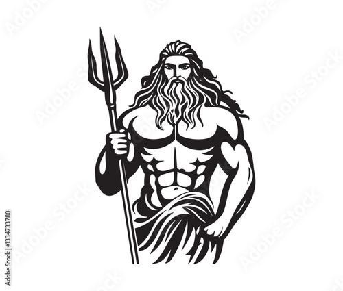 Wallpaper Mural Minimalist Neptune Artwork – Mythological Ocean King. Neptune silhouette. Torontodigital.ca