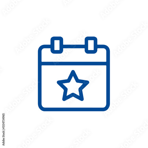 Minimalist event calendar icon with a star symbol for scheduling, appointments, and special dates