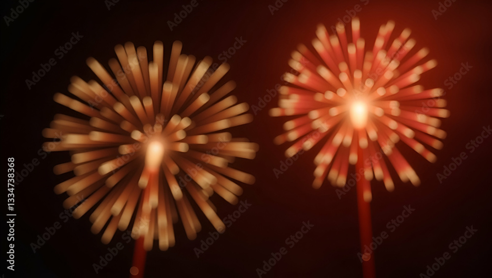 Fototapeta premium Vintage fireworks with bokeh effect create a New Year Eve abstract holiday background offering space for festive text. concept as Highlights celebratory visuals with retro charm perfect for festive an