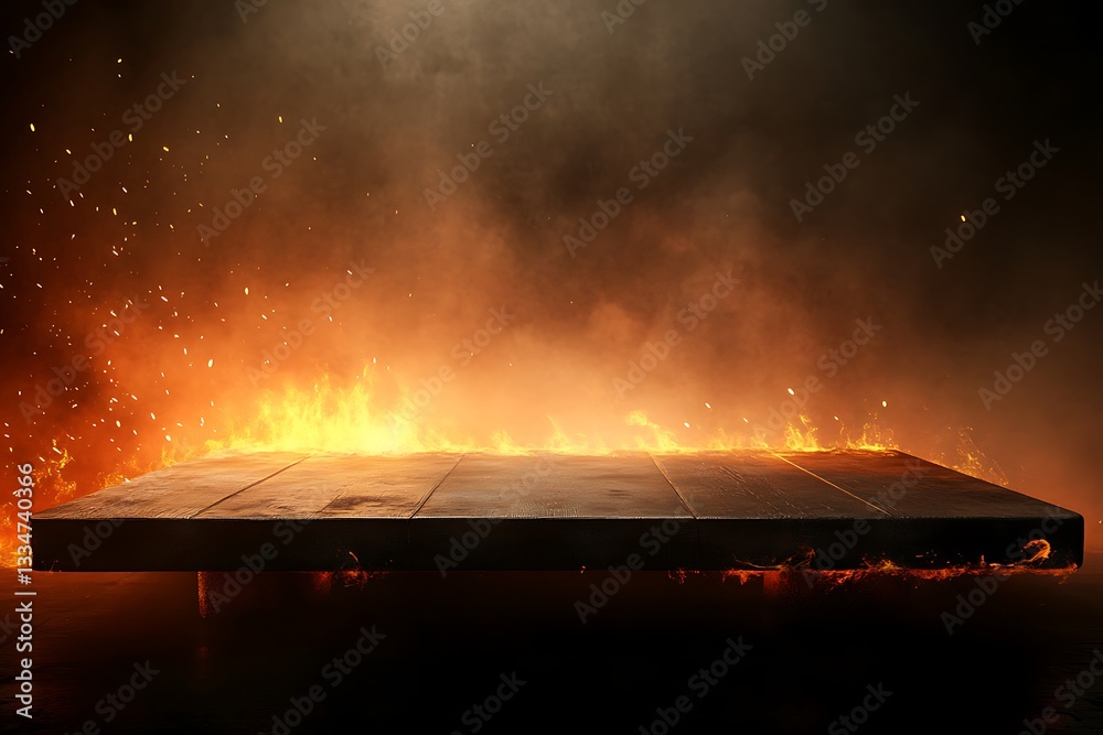 Obraz premium Product podium in flames