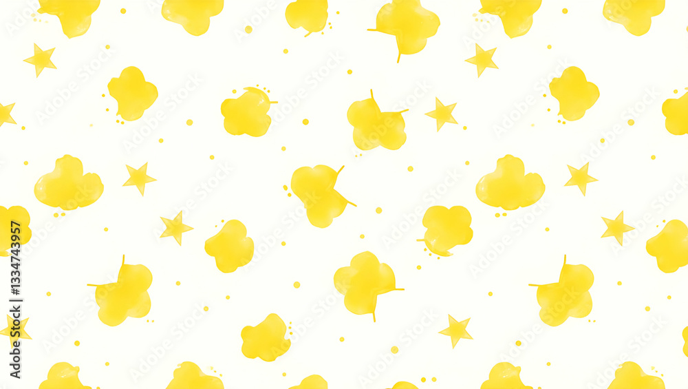 Vibrant Buttercups: Contemporary Abstract Seamless Pattern with Dynamic Layout on White - Perfect for Modern Art in Photo Stock with Empty Space on the Left Side Vibrant Buttercups: Contemporary Abstract Seamless Pattern with Dynamic Layout on White - Perfect for Modern Art in Photo Stock with Empty Space on the Left Side