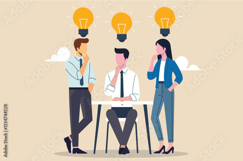 Collaborative idea sharing. Teamwork for innovation. Business team sharing lightbulb ideas, symbolizing teamwork, brainstorming, and innovative solutions.