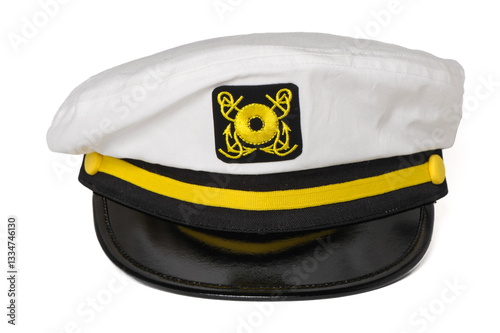 Nautical yacht boat vessel ship's captain's hat isolated on white