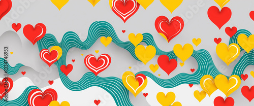vibrant heart flow design w...