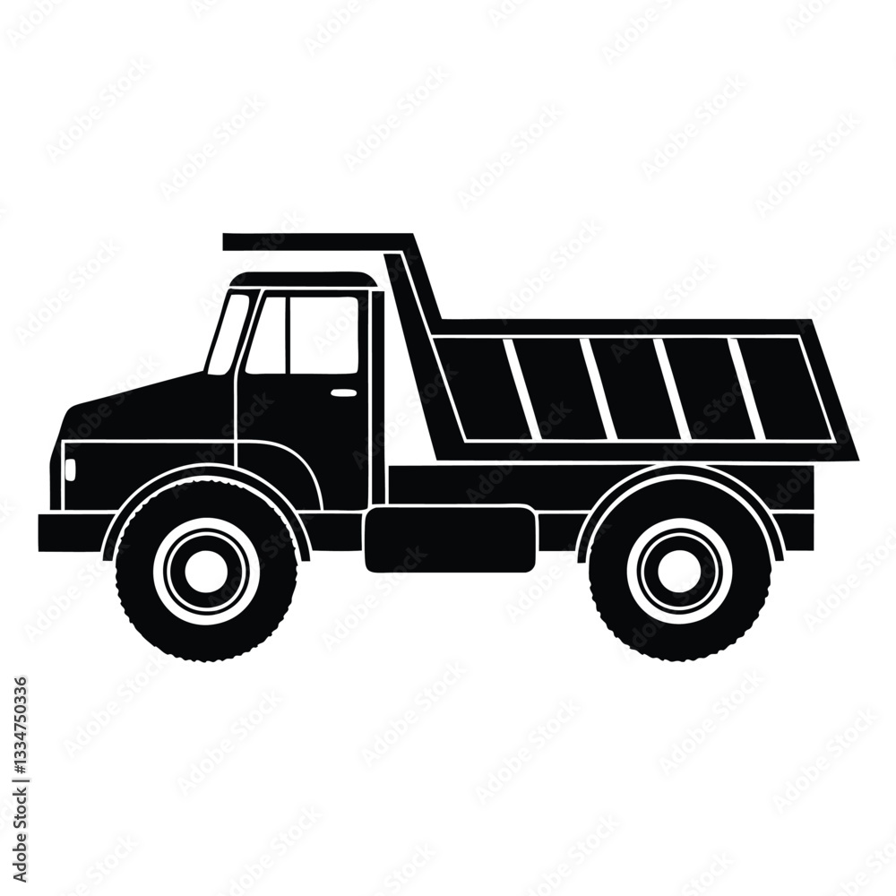 Fototapeta premium Construction Site Dump Truck Silhouette Infrastructure Vehicle