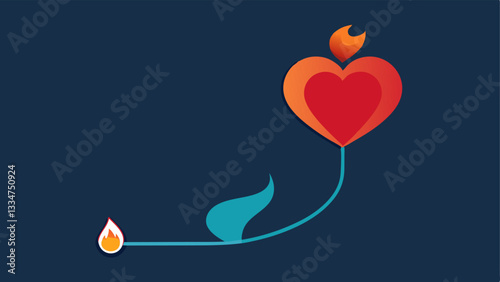 Passion Fuels Progress An illustration of a heartshaped flame igniting a path symbolizing how passion drives individuals to take steps toward their goals.