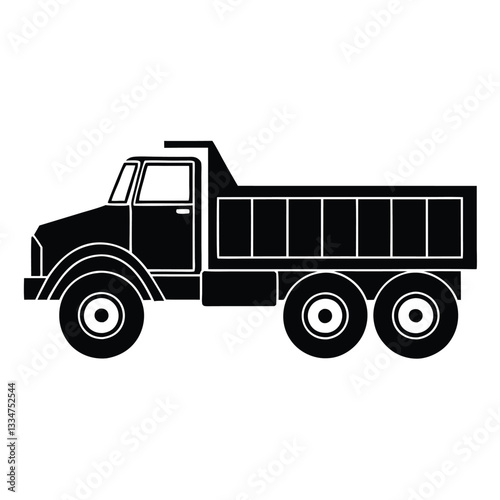 Black Silhouette of a Dump Truck Industrial Transport Icon