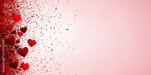 Romantic Valentine s Day Background Red Hearts Falling on Pink