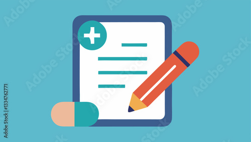 Medication Icon A large prescription pad with a pencil showcasing the oversupply of prescriptions and the ease of access to addictive substances.