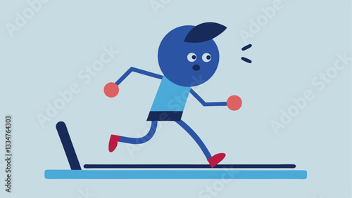 Motivation Treadmill A character running on a treadmill labeled Motivation but not moving forward signifying the feeling of being stuck in the cycle of procrastination despite