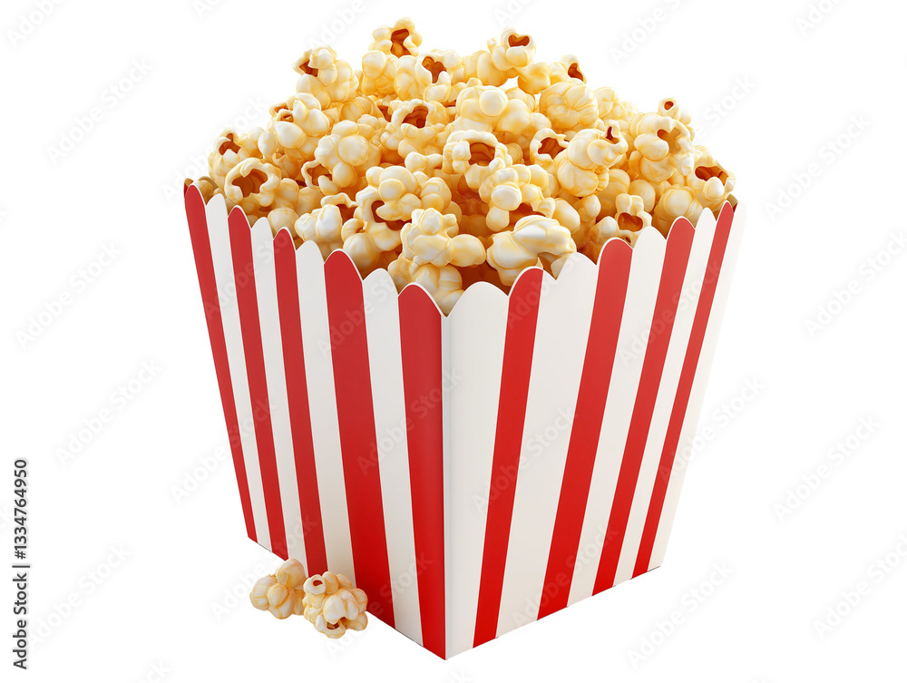 Popcorn Snack in Red and White Box on Transparent Background Popcorn Snack in Red and White Box on Transparent Background