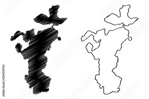 South Ronaldsay island (United Kingdom of Great Britain and Northern Ireland, Scotland, Orkney Islands) map vector illustration, scribble sketch Isle of South Ronaldsay map