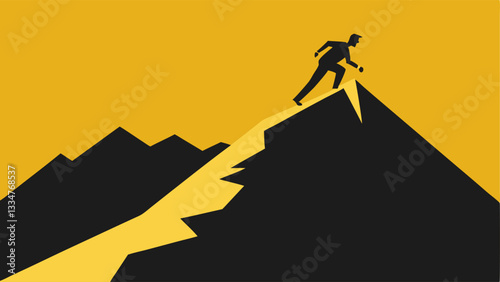 Mountain Climber A silhouette of a mountain climber reaching the summit symbolizing the journey and effort required to overcome obstacles.