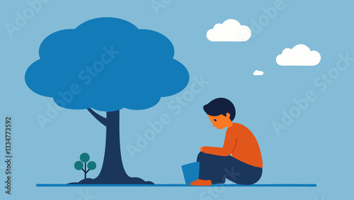 Mental Health Crisis A student sitting alone under a tree with a cloud overhead labeled stress the mental health issues arising from underfunded support services.