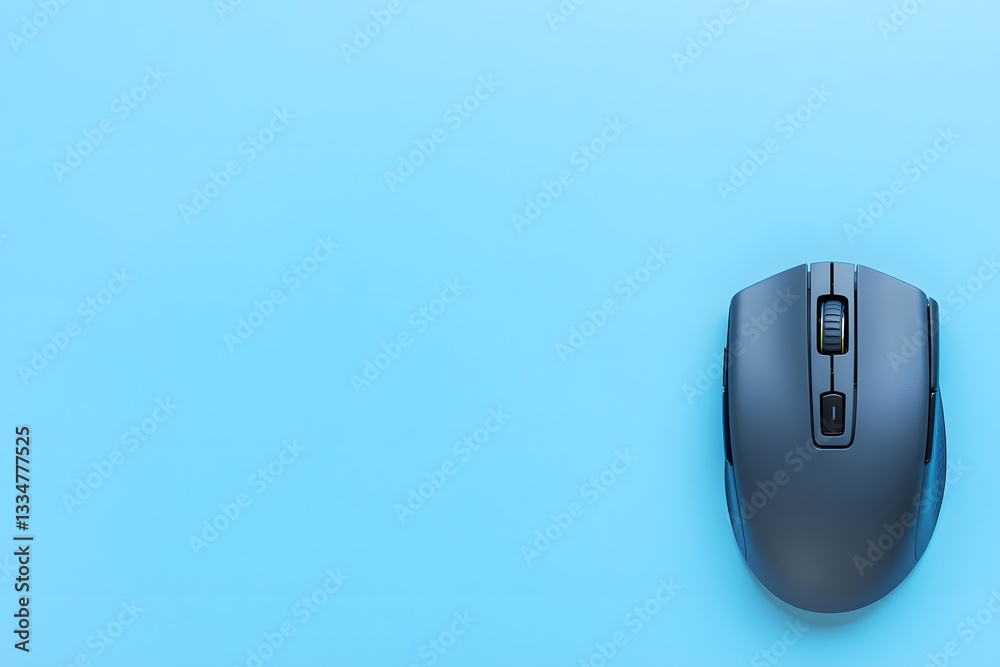 Wireless Computer Mouse on Blue Background Minimalist Product Photography Wireless Computer Mouse on Blue Background Minimalist Product Photography