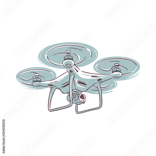 Vector isolated illustration of a flying quadcopter, drone.