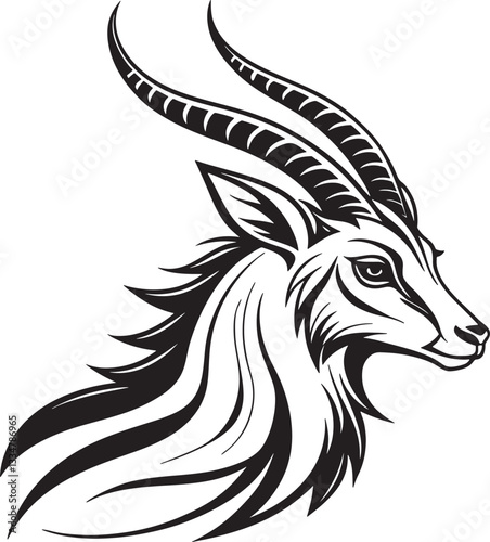 Stylized Gazelle Head Mascot Vector Logo