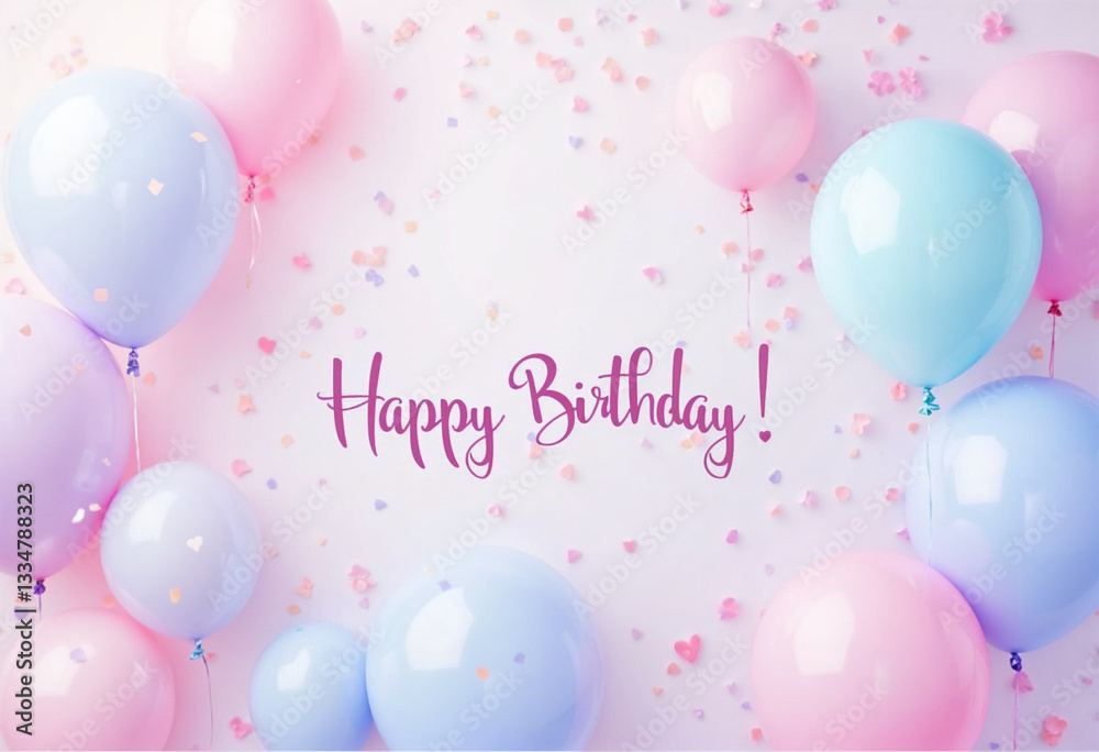 Pastel Balloons and Confetti: A Delicate Happy Birthday Celebration Pastel Balloons and Confetti: A Delicate Happy Birthday Celebration