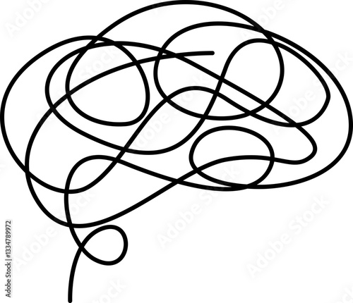 Black line tangle brain idea doodle icon