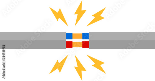 Broken electric cable wire short short circuit