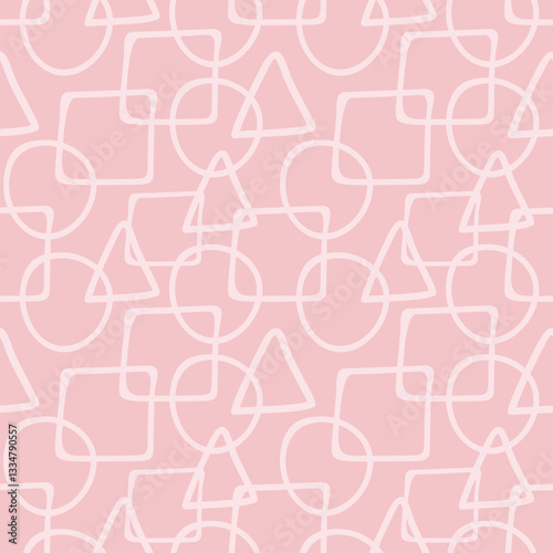 Abstract shapes seamless pattern. Hand drawn geometric vector illustration.	