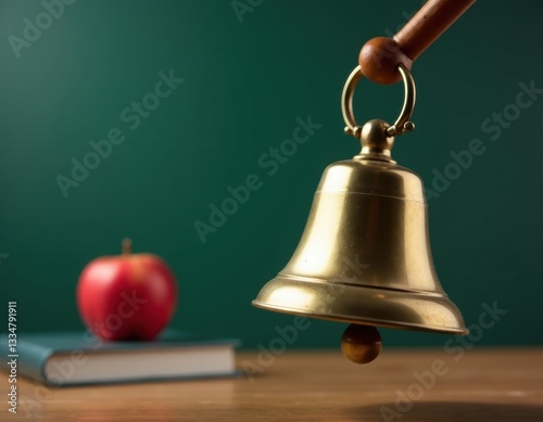 School Bell, Red Apple, Book, Education Concept