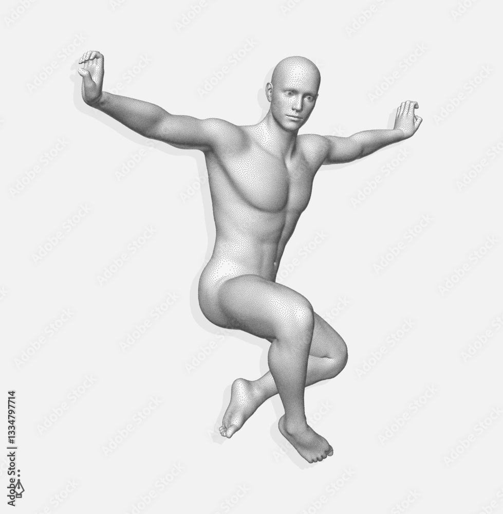 Man is dancing. Gymnastics activities for icon health and fitness community. Sport symbol. Design element. 3D vector illustration for presentation, poster, cover or brochure. Man is dancing. Gymnastics activities for icon health and fitness community. Sport symbol. Design element. 3D vector illustration for presentation, poster, cover or brochure.