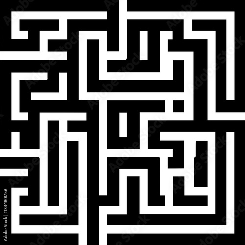 Maze and Labyrinth Icon – Black and White Puzzle Design