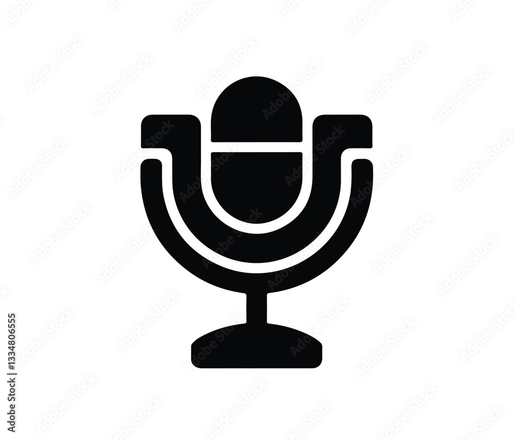 A solid black microphone icon, perfect for use on websites, apps, presentations, or any design project needing a simple, clean audio representation. Simple Black Microphone Icon on Light Background. A solid black microphone icon, perfect for use on websites, apps, presentations, or any design project needing a simple, clean audio representation. Simple Black Microphone Icon on Light Background.