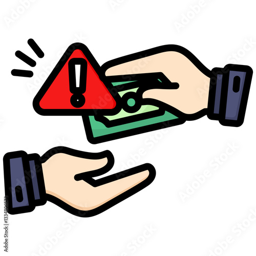 Bribery icon in Flat Color Style With Outline. Simple Vector Design. Simple Vector Flat Icon
