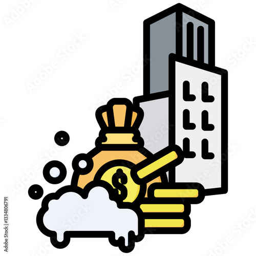 Money Laundering icon in Flat Color Style With Outline. Simple Vector Design. Simple Vector Flat Icon