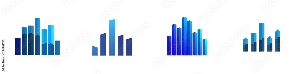 Blue Cityscape Pixel Art isolated on white or transparent png Blue Cityscape Pixel Art isolated on white or transparent png