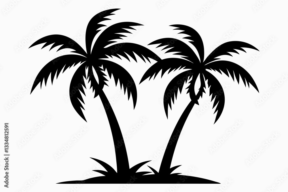 Fototapeta premium coconut tree line art silhouette vector illustration