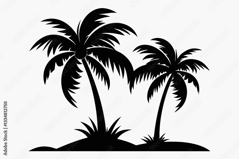Fototapeta premium coconut tree line art silhouette vector illustration