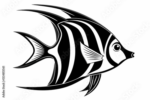angelfish line art silhouette vector illustration