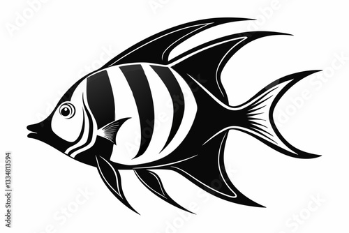 angelfish line art silhouette vector illustration