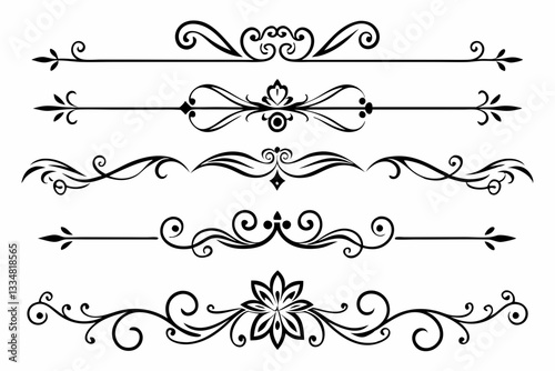  calligraphic ornamental divider collection line art silhouette vector illustration